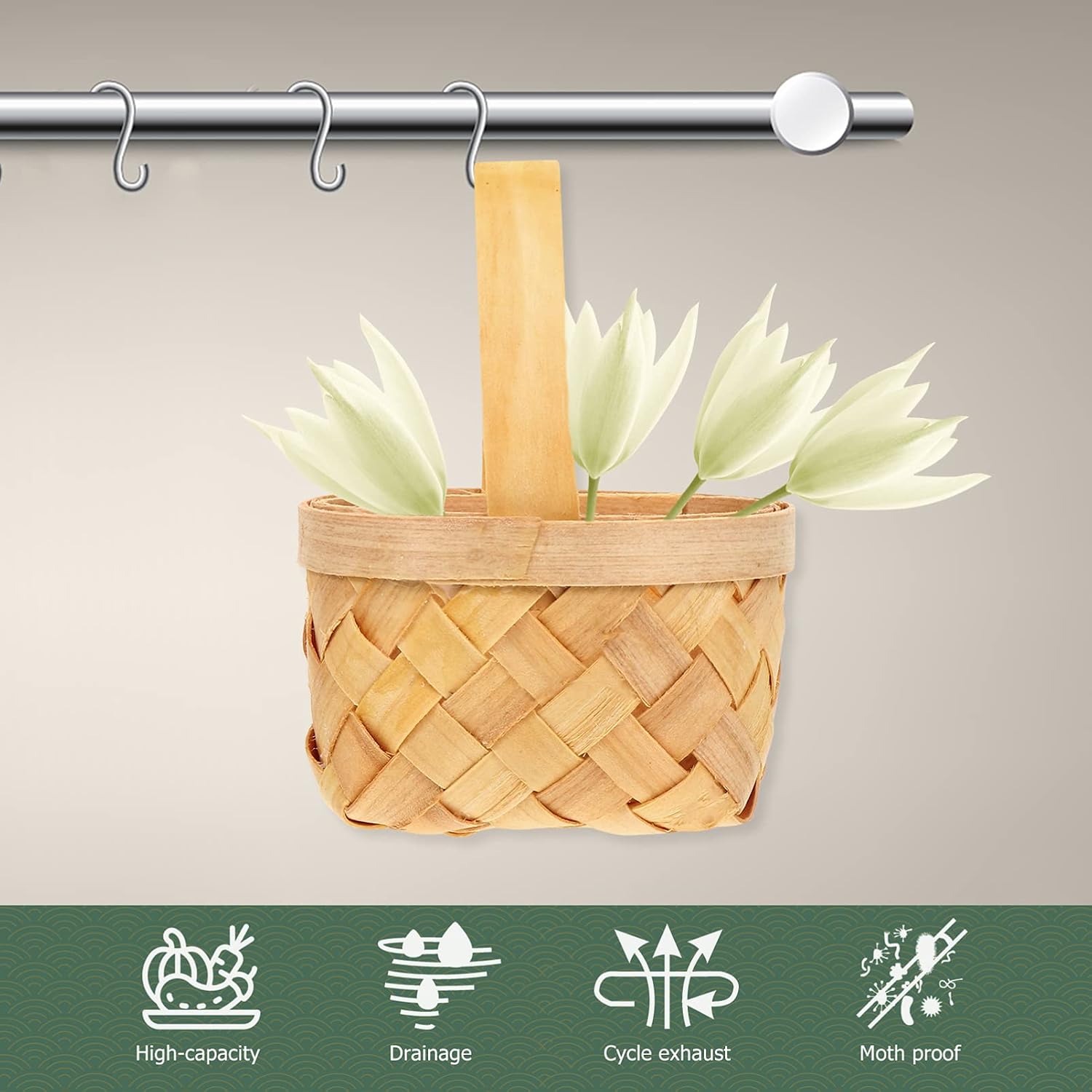 YARNOW Hand-Woven Basket Small Wicker Flower Girl Basket 2.6 Inch Rustic Storage for Wedding Party Home Decoration Container