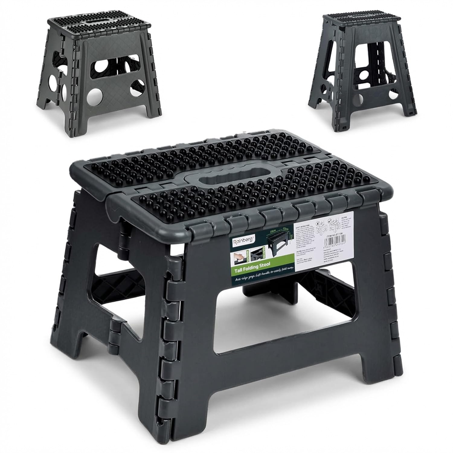 Rainberg Folding Step stool for Kids and Adults, Anti Slip Stool, Foldable Stool, Heavy duty Stool with grip on top, Use in the Kitchen, Bathroom, easy to store.