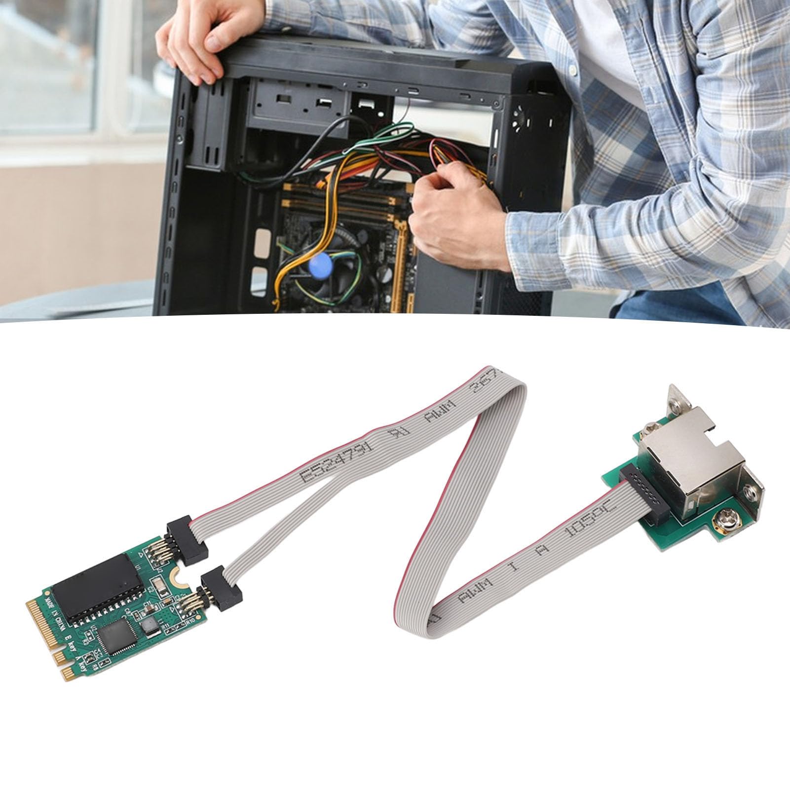 RTL8111H M.2 A E Ethernet Network Card, M.2 A E to RTL8111F Ethernet Server Network Adapter, 1000/100Mbps RJ45 Port, for Win 7/8/8.1/10 for Server 2008/2012/2016