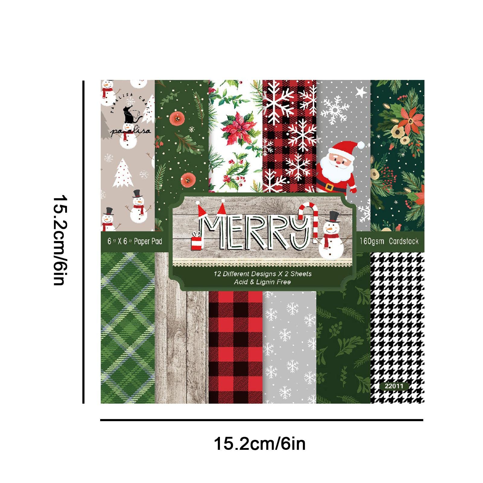 Yeeda 12 Papier à Motifs Noël,12/14 Feuilles Papier Pour Kit