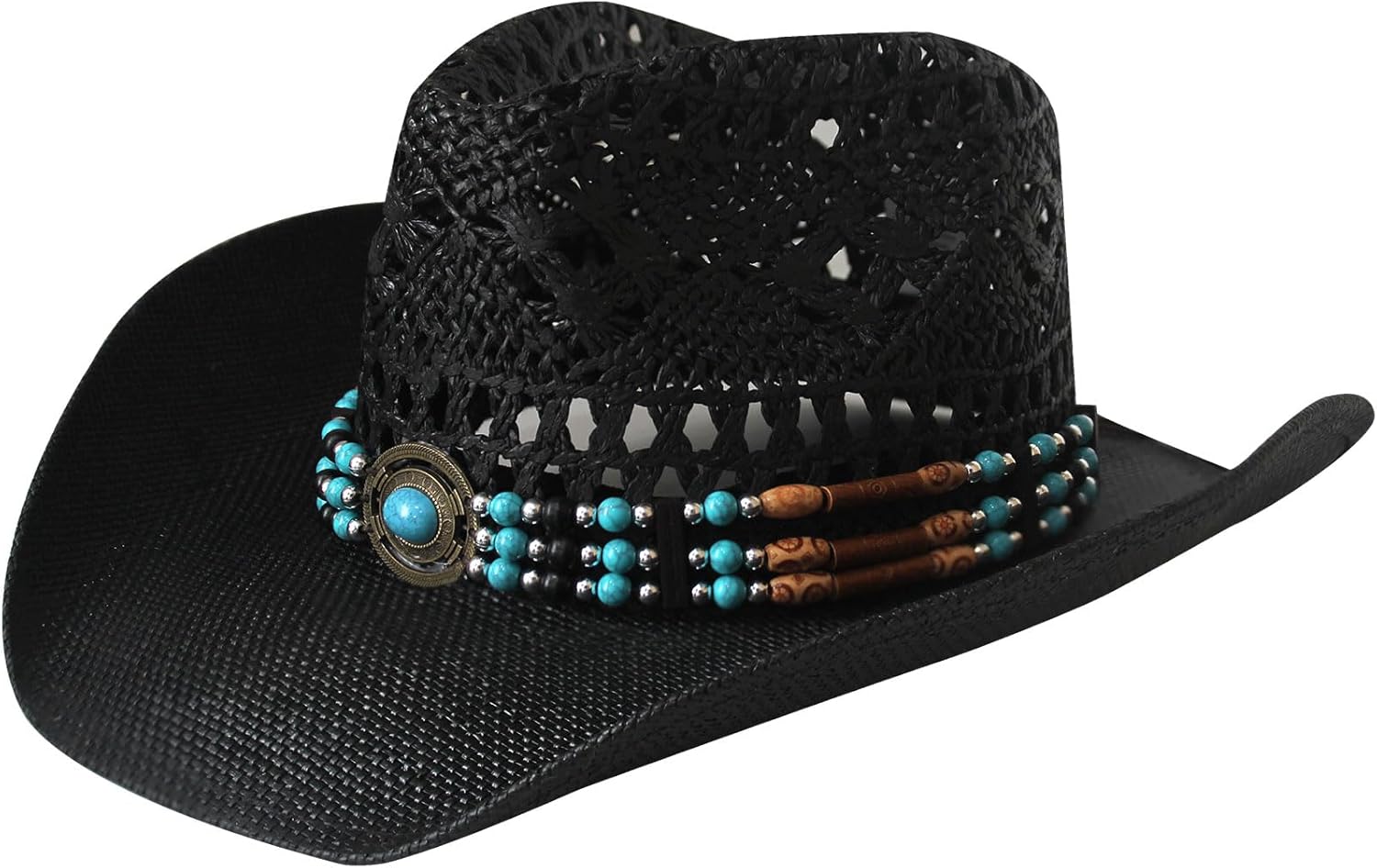 Wildarms Western Cowboy Hat for Women Men Wide Brim Woven Straw Cowboy Hat for Men Cowgirl Exquisite Decoration Band