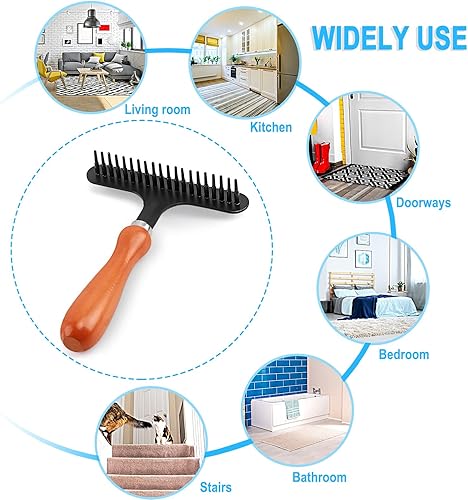 Miniatura 4 de Rastrillo de alfombra para restauración, peluquero y limpiador de pelo adecuado para alfombras (4.3 pulgadas de ancho, 1 unidad)