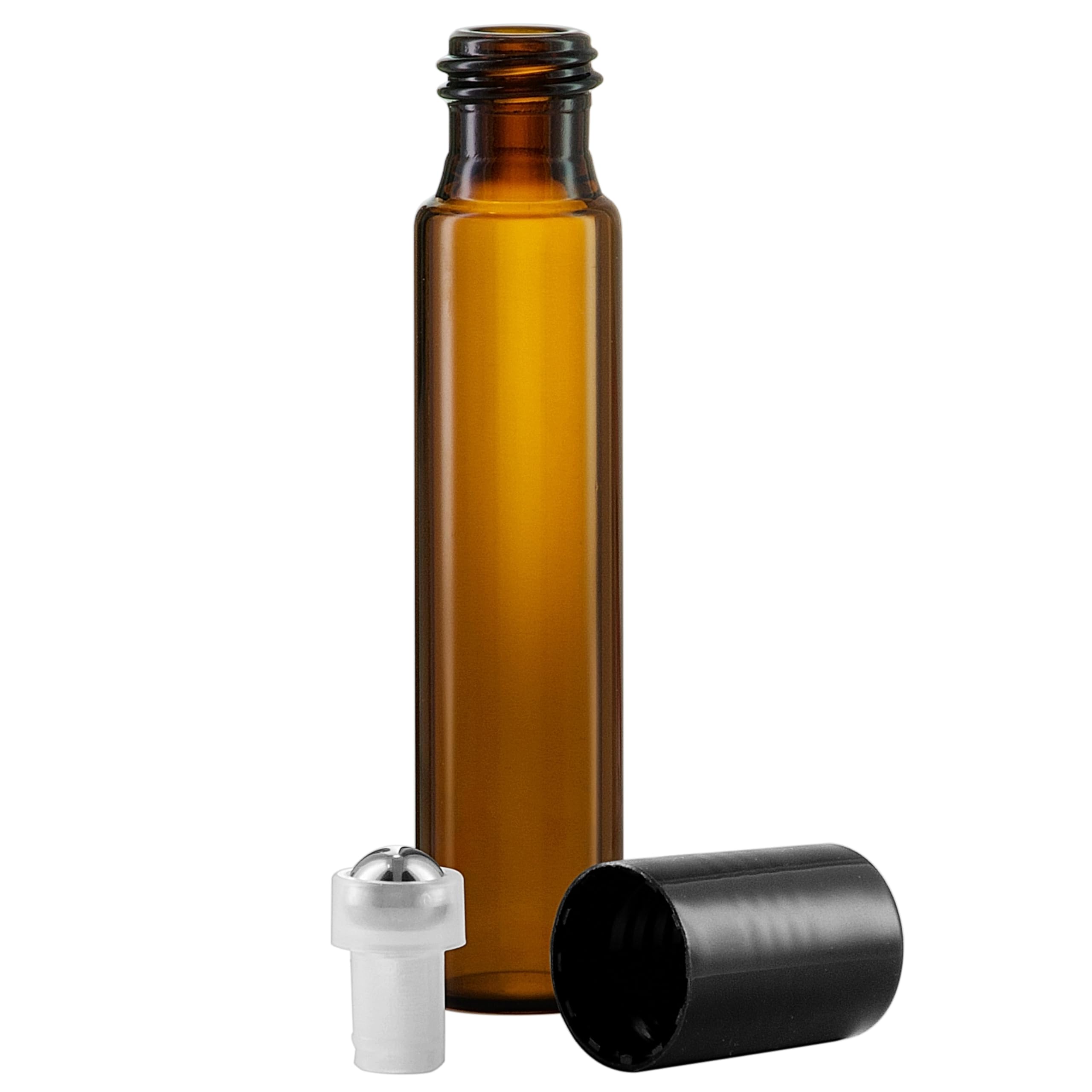Bouteilles roll on huiles essentielles 10 ml - 5 récipients en verre ambré rechargeable pour aromathérapie, parfums ou massages