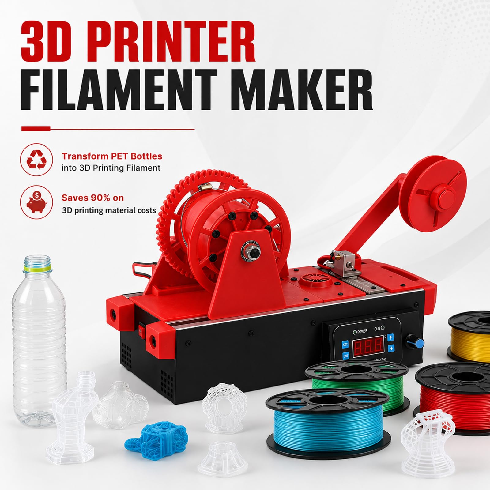 Producent i recykling filamentów do drukarki 3D, wszystko w jednym, do PLA, ABS, PVA, przekształca tworzywa sztuczne w filament 1,75 mm, ekonomiczne rozwiązanie