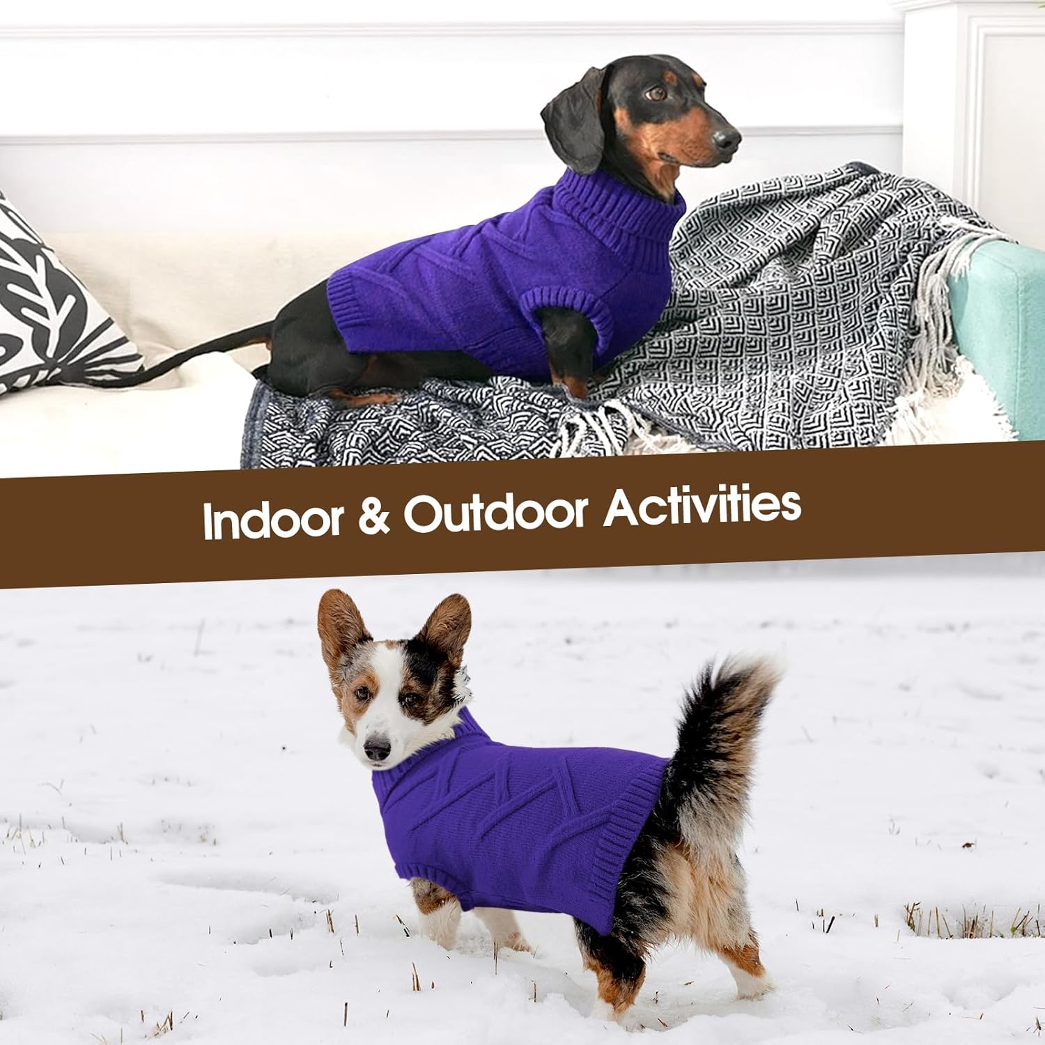 Queenmore XL Dog Sweater Christmas Holiday Pullover Sleeveless Turtleneck Knitted Sweater for Large Dogs Winter Pet Outfit for Labrador Pit Bull Xmas Party Outfits (Orchid, XL)