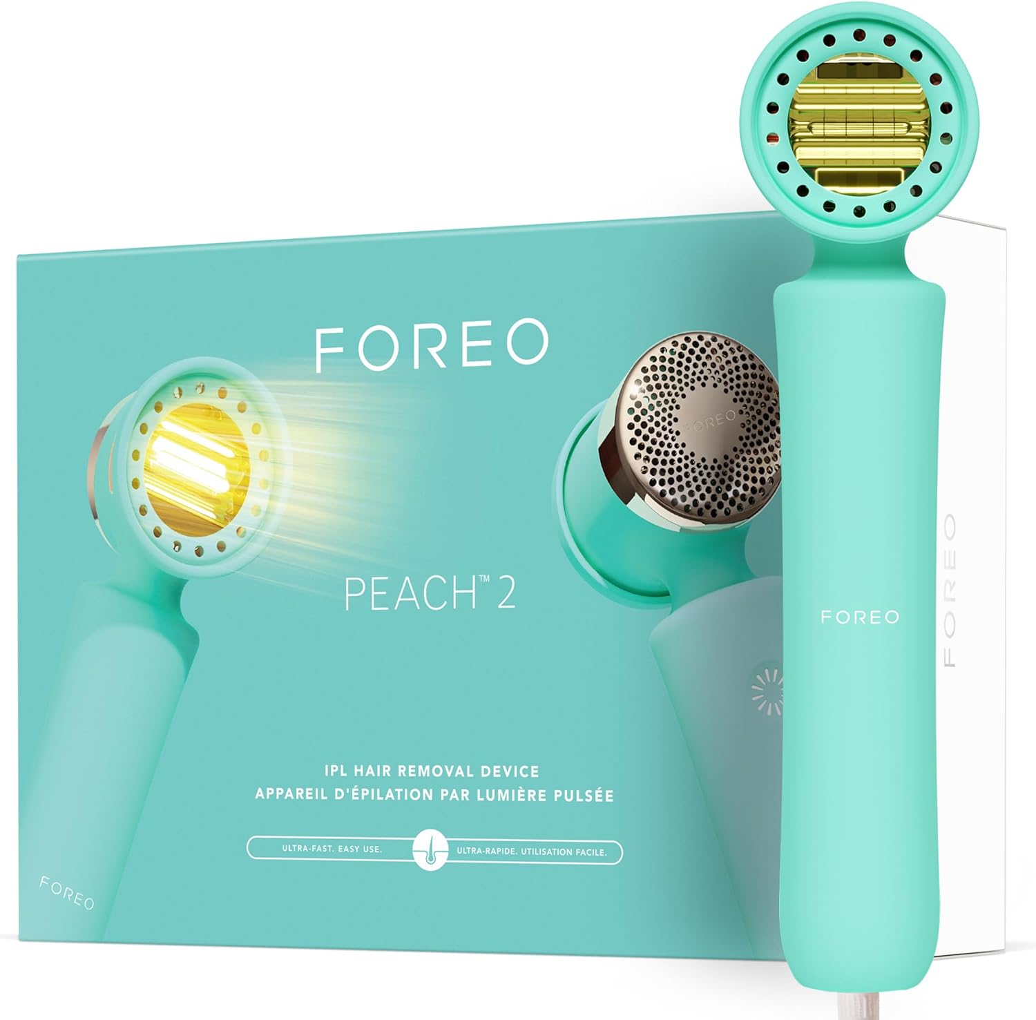 FOREO PEACH 2 IPL ontharingsapparaat voor gladde huid, 10 minuten haarverwijderaar voor volledig lichaam en gezicht, permanente ontharing, alternatief voor laser ontharing, huidkoelingstechnologie,