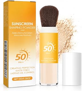 Mineral Sunscreen Setting Powder - Sonnenschutz Puder SPF 50 - Sonnenschutz Kopfhaut & Gesicht - Ölkontrolle & Mattes Finish Sonnenschutz 50 Puder Makeup - Mineralische Sonnencreme Powder mit Pinsel