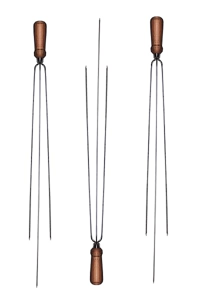 SAVI Stainless Steel Triple BBQ/Tandoor/Kabab Grill/Skewers (Silver, 20 Inch)