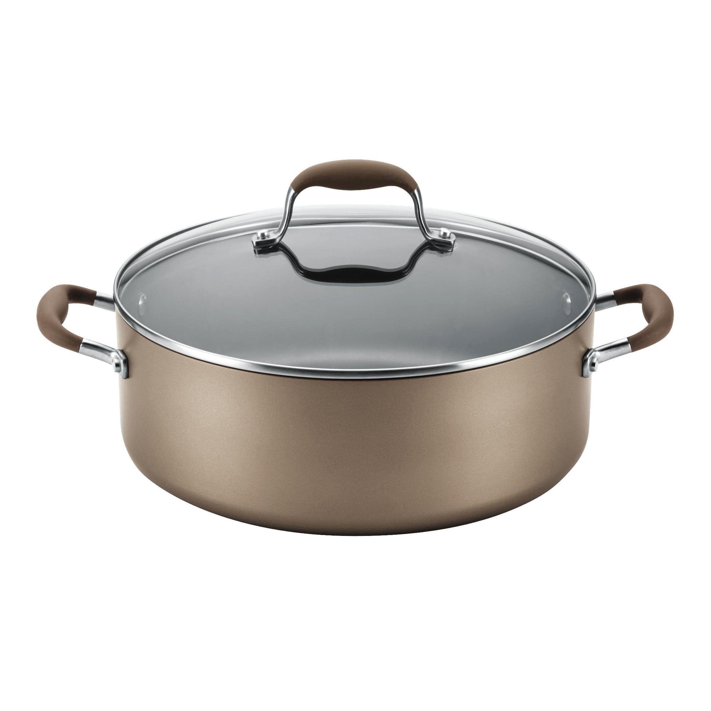 Anolon Advanced Hard Anodized Nonstick Stock Pot/Stockpot with Lid, 7.5 Quart, Brown Umber,84445