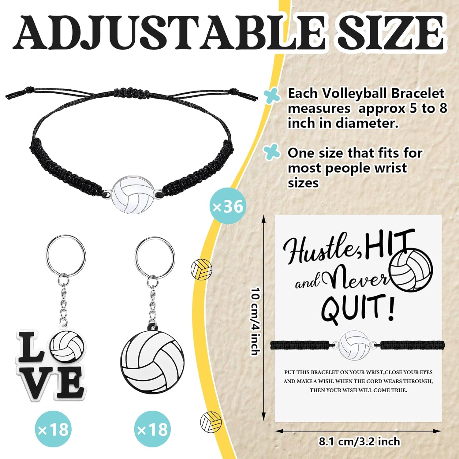 Yunlly 150 Pcs Volleyball Gifts Volleyball Accessories Include 36 Volleyball Gift Bags 36 Volleyball Bracelets 36 Volleyball Scrunchies 6 Set Volleyball Stickers 36 Volleyball Keychains for Party