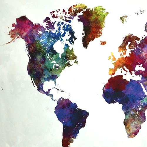 Miniatura 8 de Ameyahud Tapiz de mapa del mundo para aula, acuarela, mapamundi, tapices, geografía educativa, pintura colorida, tapiz del mundo nacional,