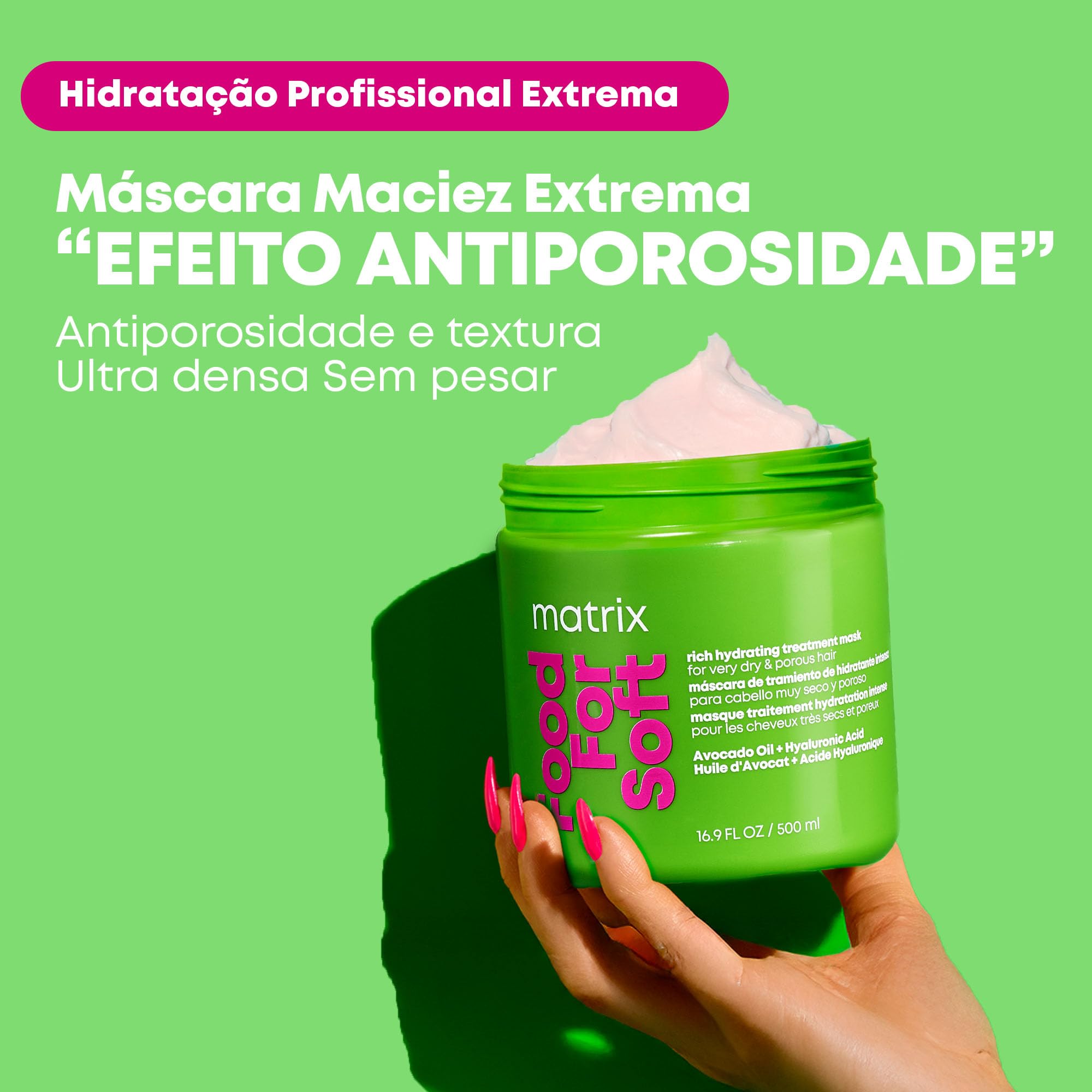 Matrix, Masque Hydratant, Cheveux Secs à Très Secs, Enrichi en Acide Hyaluronique et Huile d'Avocat, Food For Soft