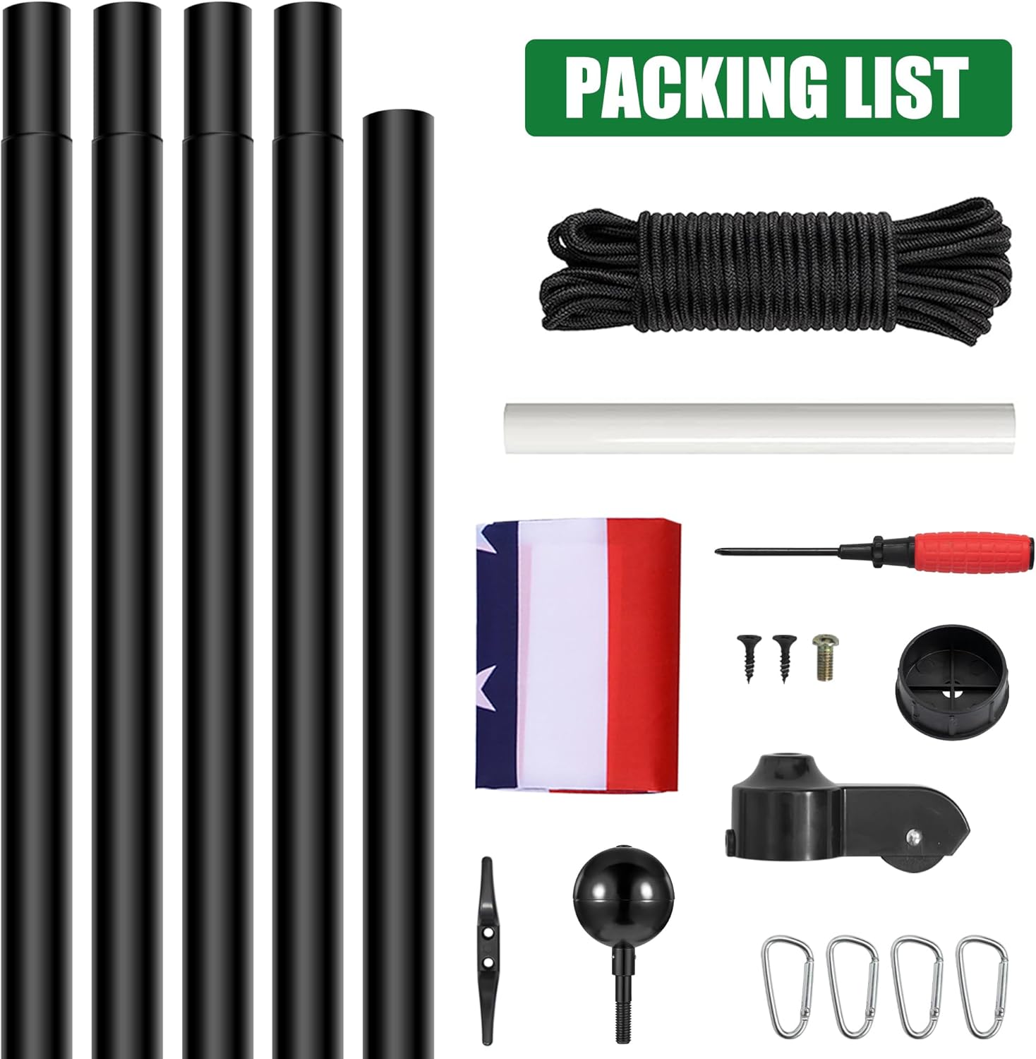 Flag Poles for Outside House - 13 Gauge 20 Ft Super Thick Flag Pole Kit, Outdoor Sectional Flagpoles with 3x5 American Flag, Heavy Duty Aluminum Flagpole for Yard, Residential, and Commercial