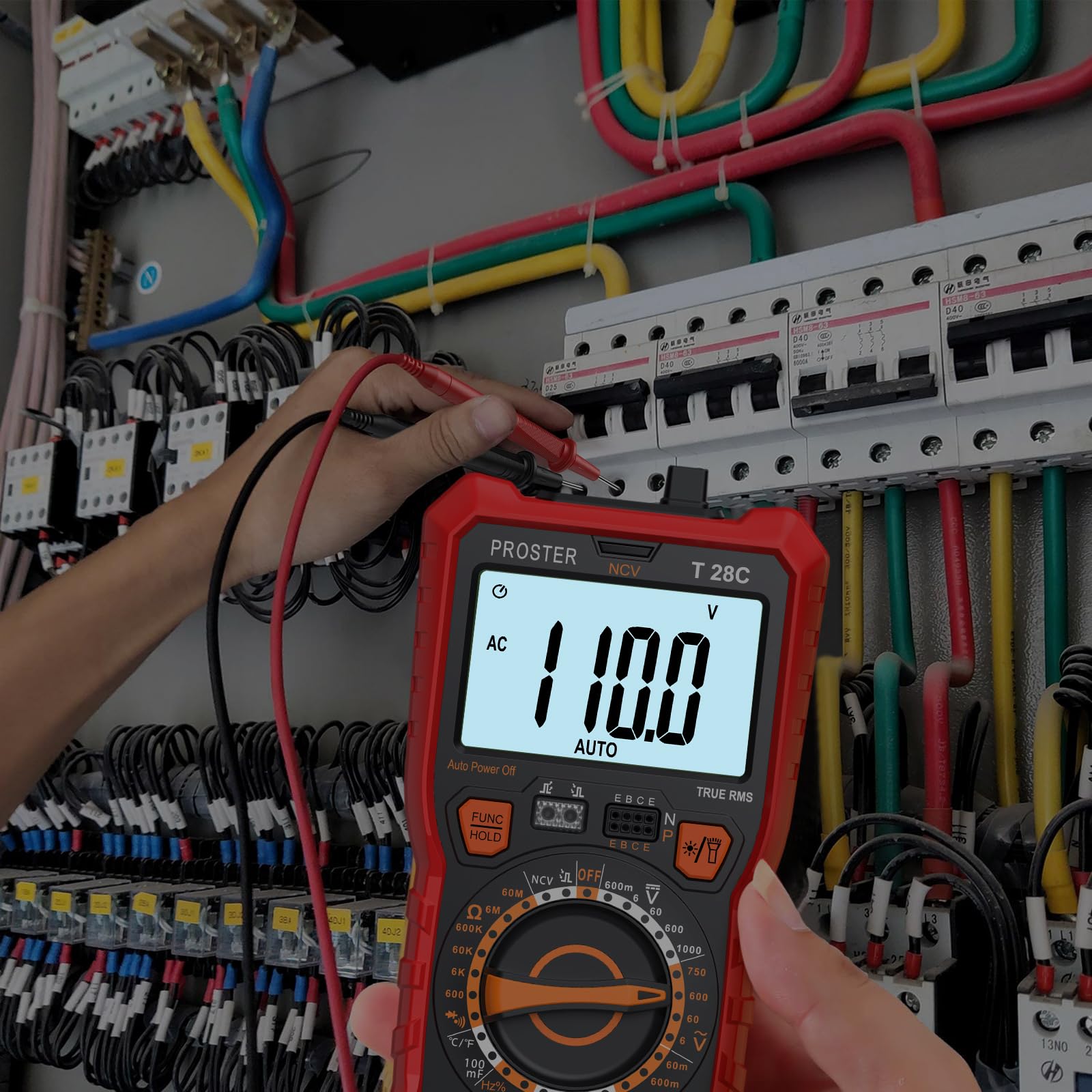 Proster Multimetro Digitale 6000 conti 20A 1000V TRMS Manuale Intervallo NCV Tensione CA/CC Corrente Resistenza Capacità Frequenza Diodo Continuità HFE Infrarossi con Magnete e Supporto