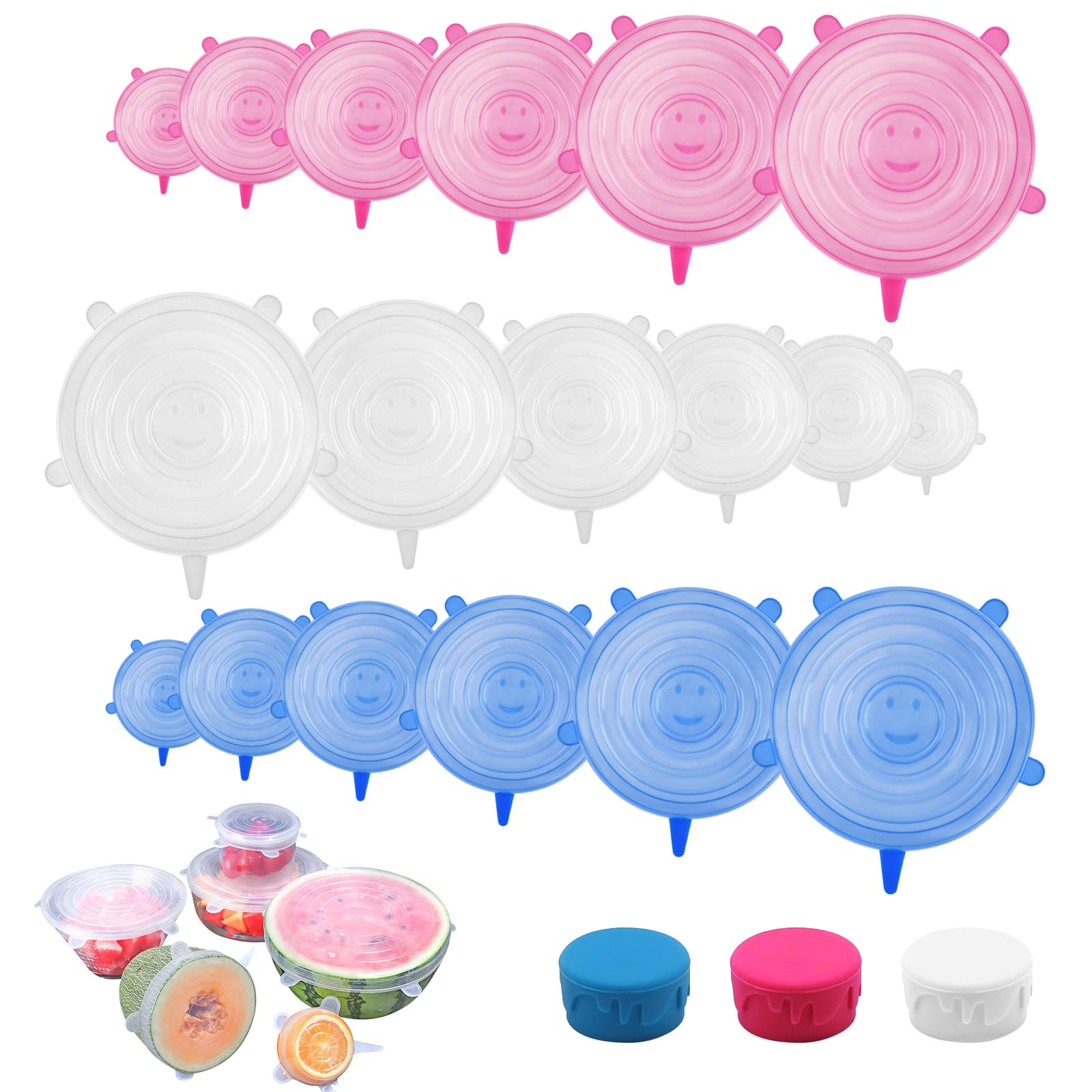 Set Di 12 Coperchi Elastici In Silicone Alimentare - Estensibili Per Barattoli, Ciotole Rotte E Quadre, Riutilizzabili E Sigillanti Per Frigorifero E Pasticceria