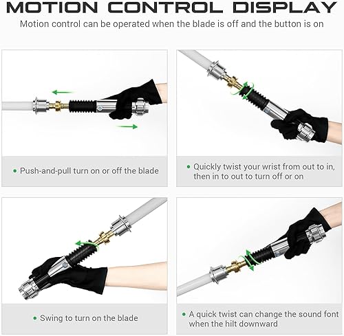 Miniatura 17 de DAMIENSABER Sable de luz de duelo con control de movimiento suave RGB3.0, 16 fuentes de sonido, sable de luz Luke con 16 RGB sólido e infinito