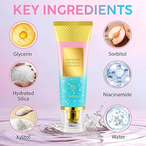 Miniatura 3 de Pasta de dientes blanqueadora de niacinamida, paquete de 2 Cuidado de las encías fortalecer, esmalte dental, evita caries, aliento fresco, suave y