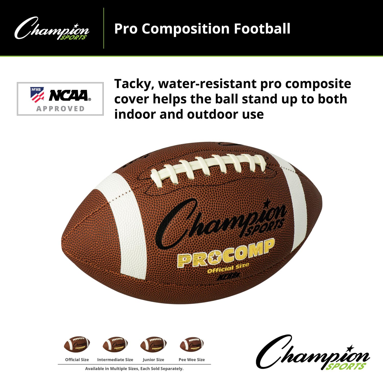 Champion Sports Official Size Composite Football, Brown (CF100)
