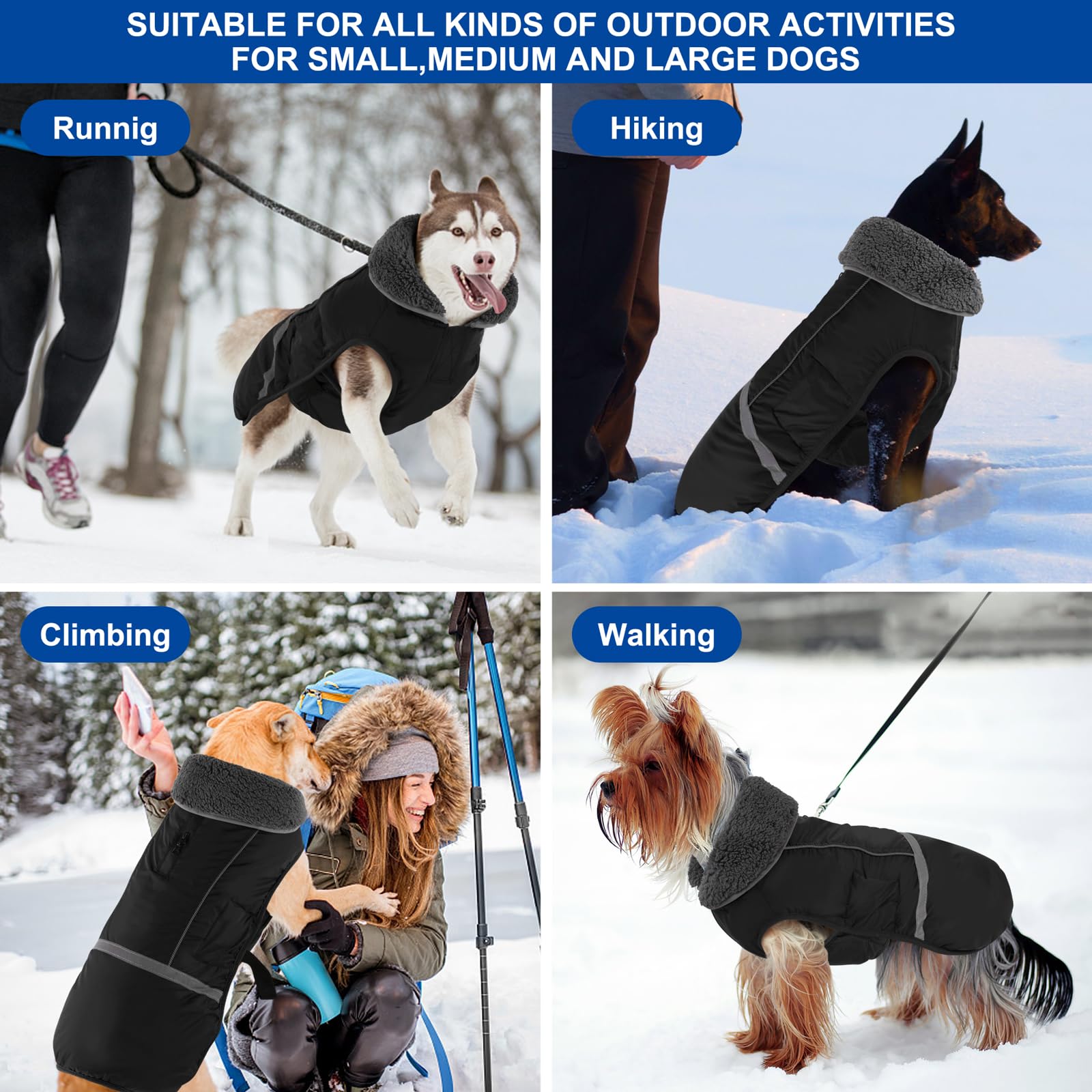 Doglay Cappottino per cani, impermeabile per animali domestici, per la stagione fredda, con colletto in pelliccia spessa, giacca invernale riflettente per cuccioli, calda fodera in pile, per animali