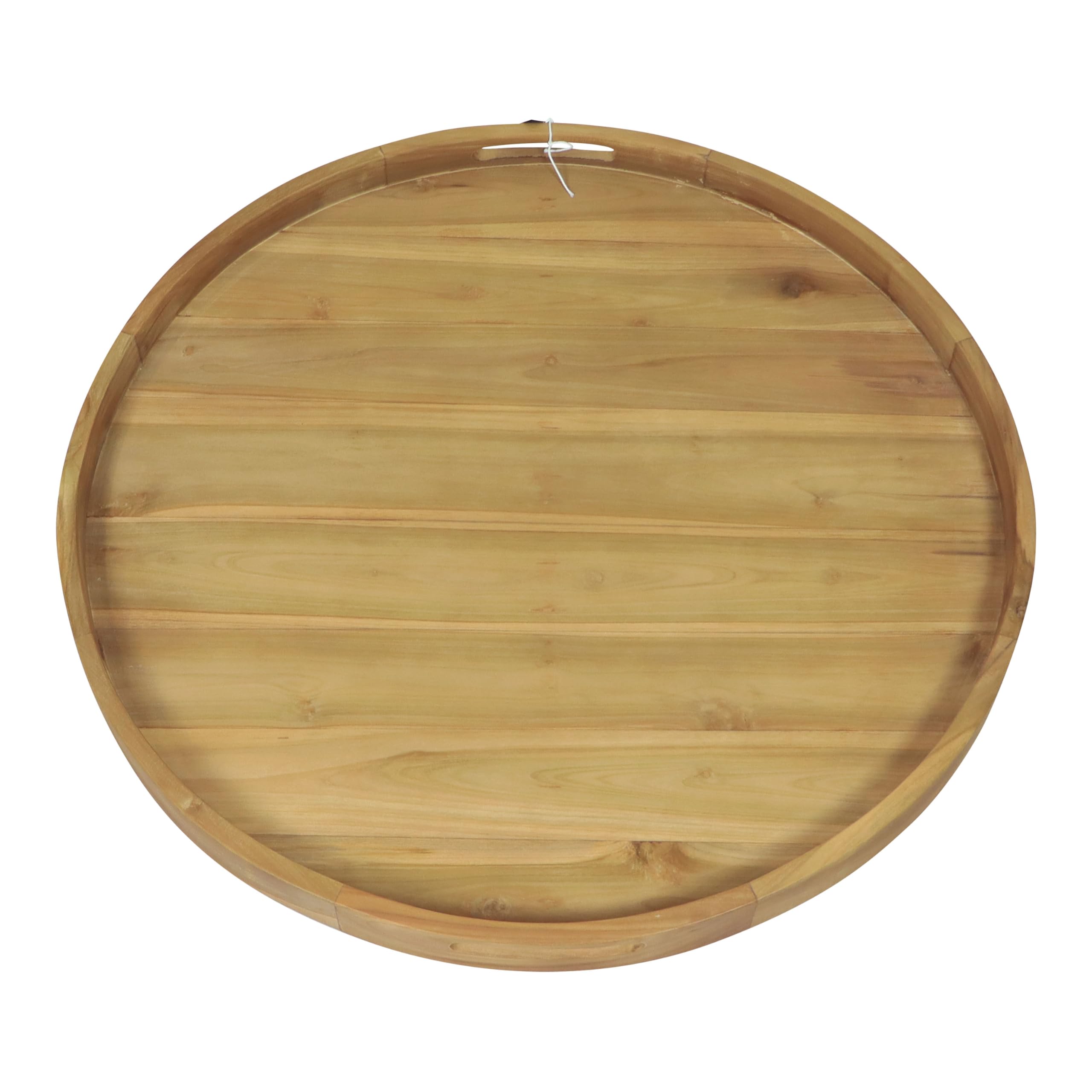 AXI Dewi Bandeja Redonda de Madera de Teca Diam 80 cm | Plato con Asas Abiertas y Borde Elevado Bebidas, Vasos y Accesorios.