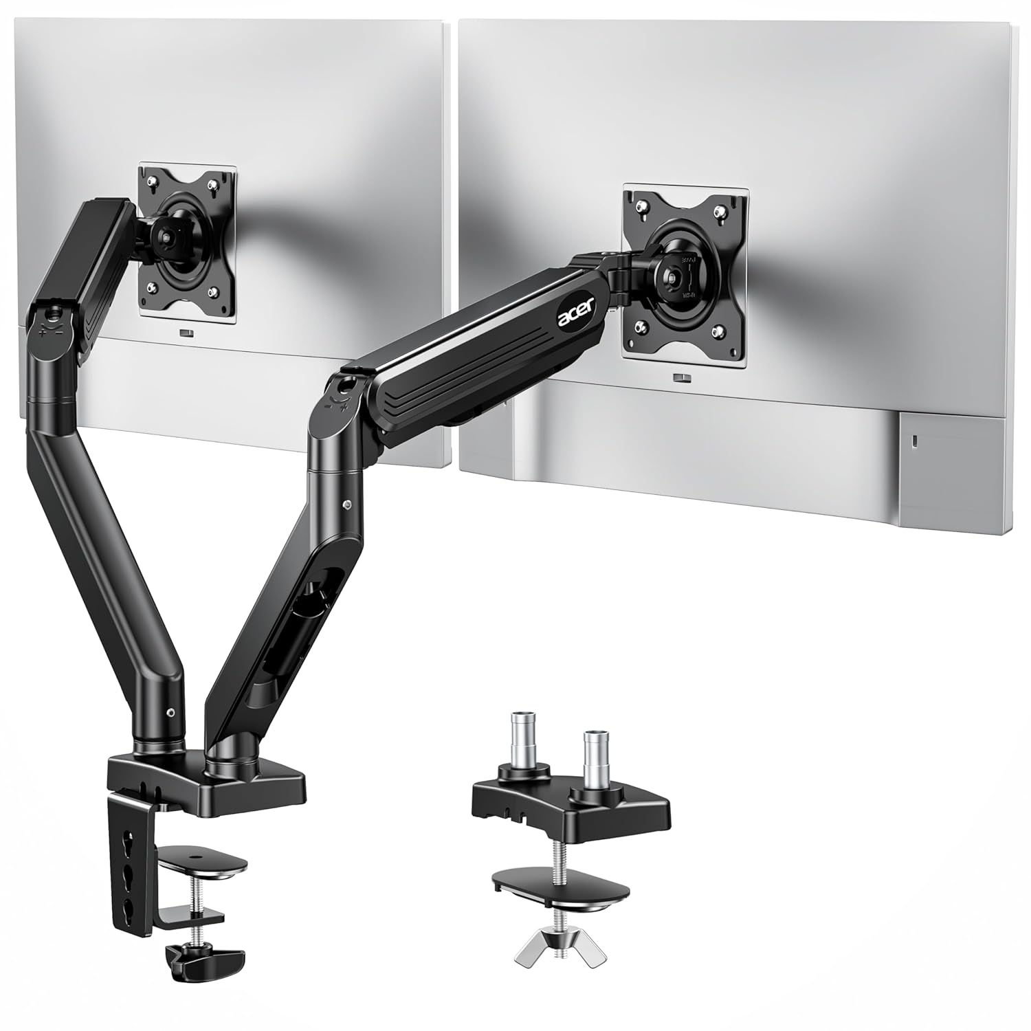 Acer Dual Monitor Arm Computer Desk Arm with VESA Mounts for 17 32 Screens Fully Adjustable Gas Spring