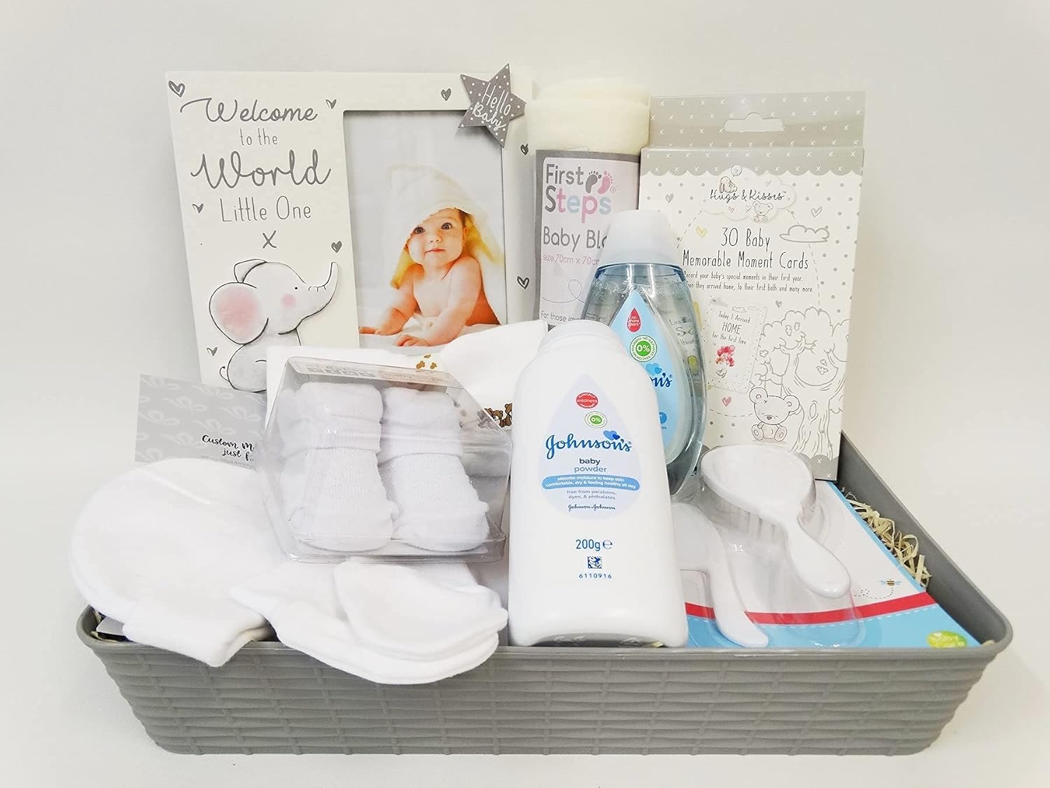 Large Baby Hamper Basket Gift Set 11 Piece With Storage Newborn Unisex ...