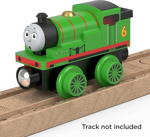 Miniatura 4 de Thomas & Friends Ferrocarril de madera, motor Percy, tren de juguete hecho de madera de origen sostenible para niños pequeños y preescolares