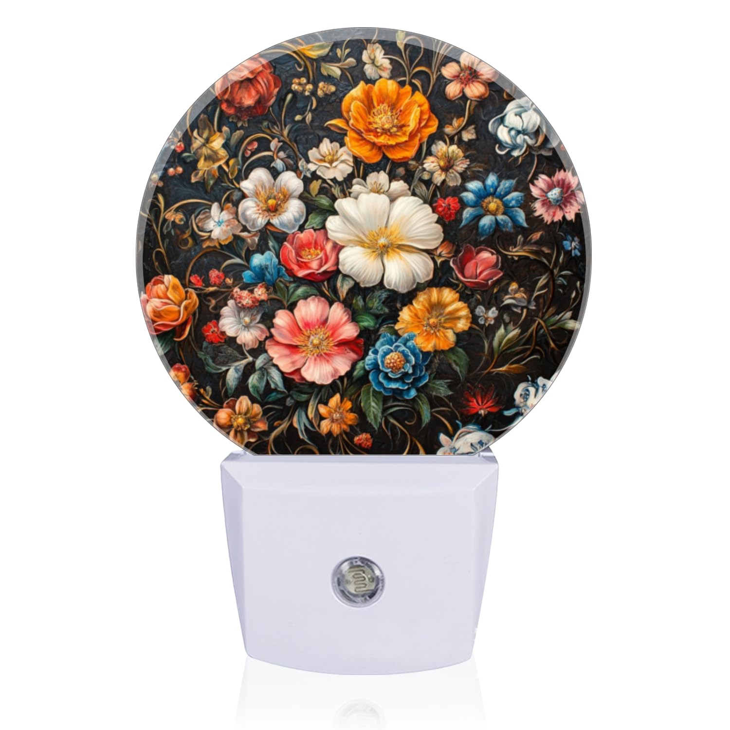 Mearafois LED Night Lights Lamp with Dusk to Dawn Sensor Colorful Flowers of Various Shapes Night Light Plug