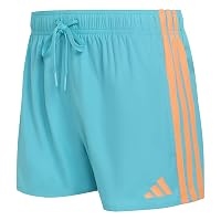 adidas Homme 3 Stripes Swim Shorts 3 inch, Lucid Cyan/Lucid Orange