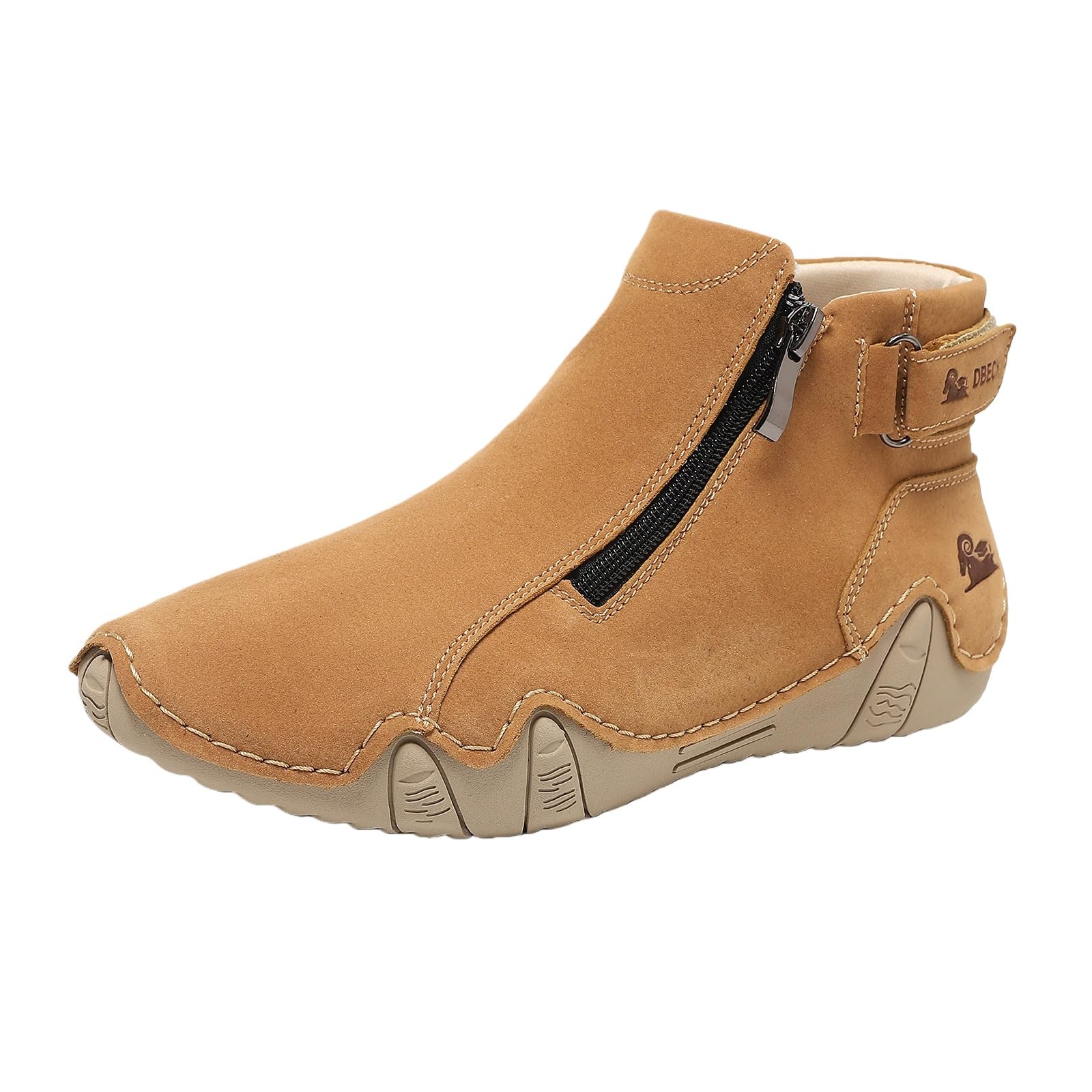 Womens Suede Ankle Booties Round Toe Chukka Boots Casual Comfortable Sneakers Cozy Side Zipper Boots Retro Non-Slip Flats