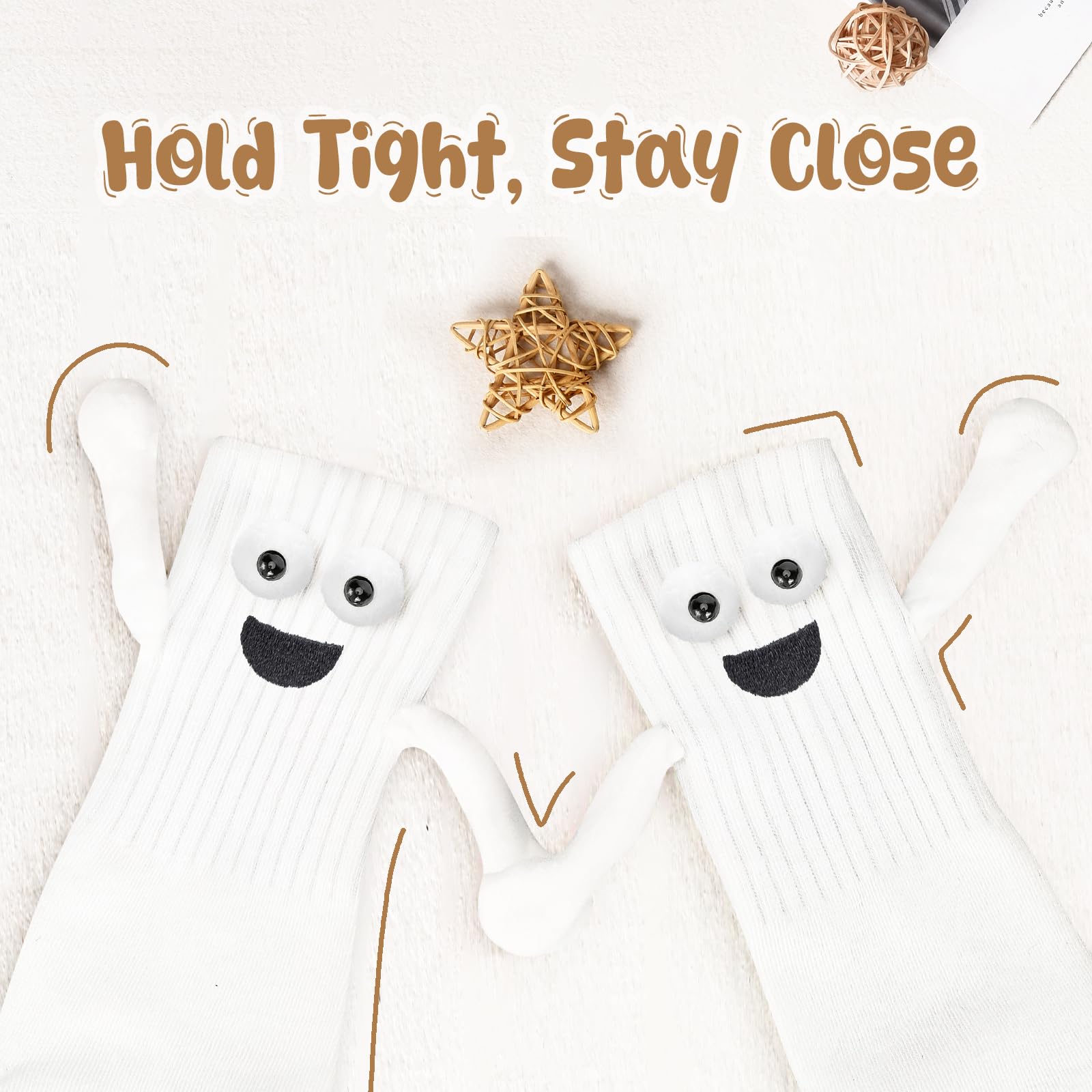 2 pares de calcetines magnéticos que se sostienen de la mano, regalos divertidos para mujeres, hombres, adolescentes, parejas, rellenos de calcetines de Navidad, regalos de broma