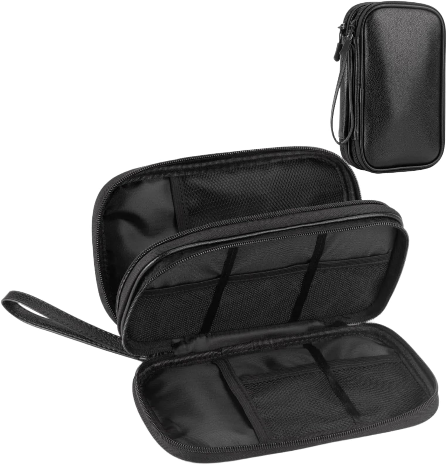 Electronic Accessories Organizer, Travel Essentials Cable Bag with Double-Layer Storage for Cables, Cards, Chargers