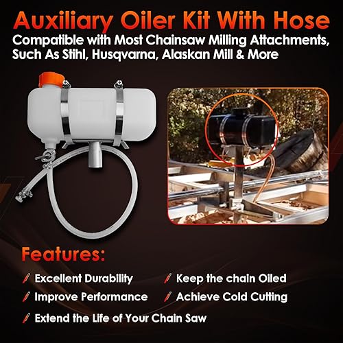Miniatura 2 de Kit de engrasador auxiliar con manguera, compatible con la mayoría de accesorios de fresado de motosierra, como Stihl, Husqvarna, Alaskan Mill,