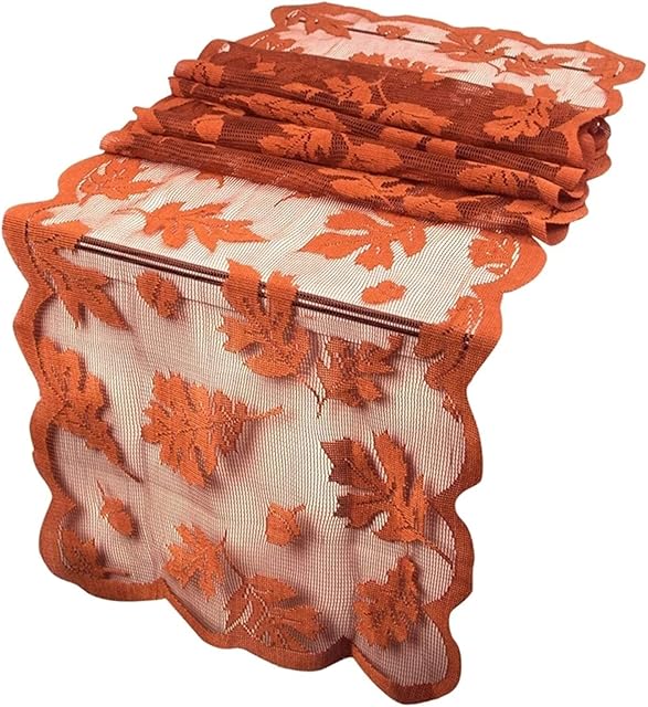 ZQO Table Runner, Maple Leaf Lace Long Festive Table Runner for Coffee Table Outdoor Patio Table Dessert Table Thanksgiving Dinner Christmas Halloween Autumn Seasonal Decoration (13 X 72inch)