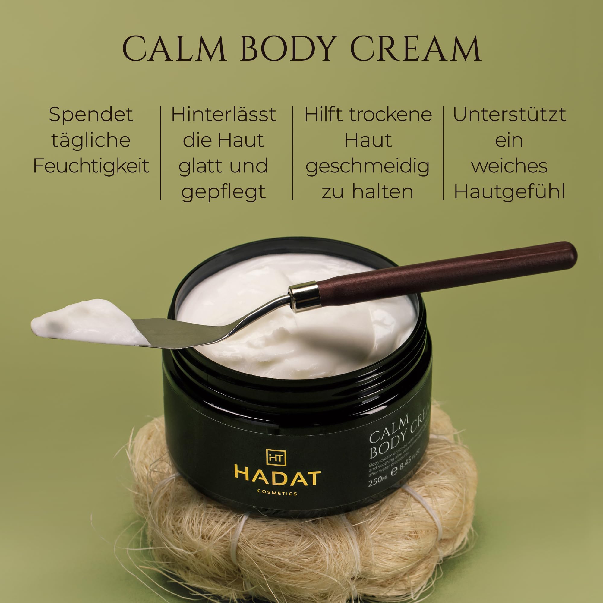 HADAT Calm Body Cream Moisturizing Avocado Oil Aloe Vera Hydrating Nourishing Skin Softening Daily Body Moisturizer for Dry Sensitive Skin, 250 ml