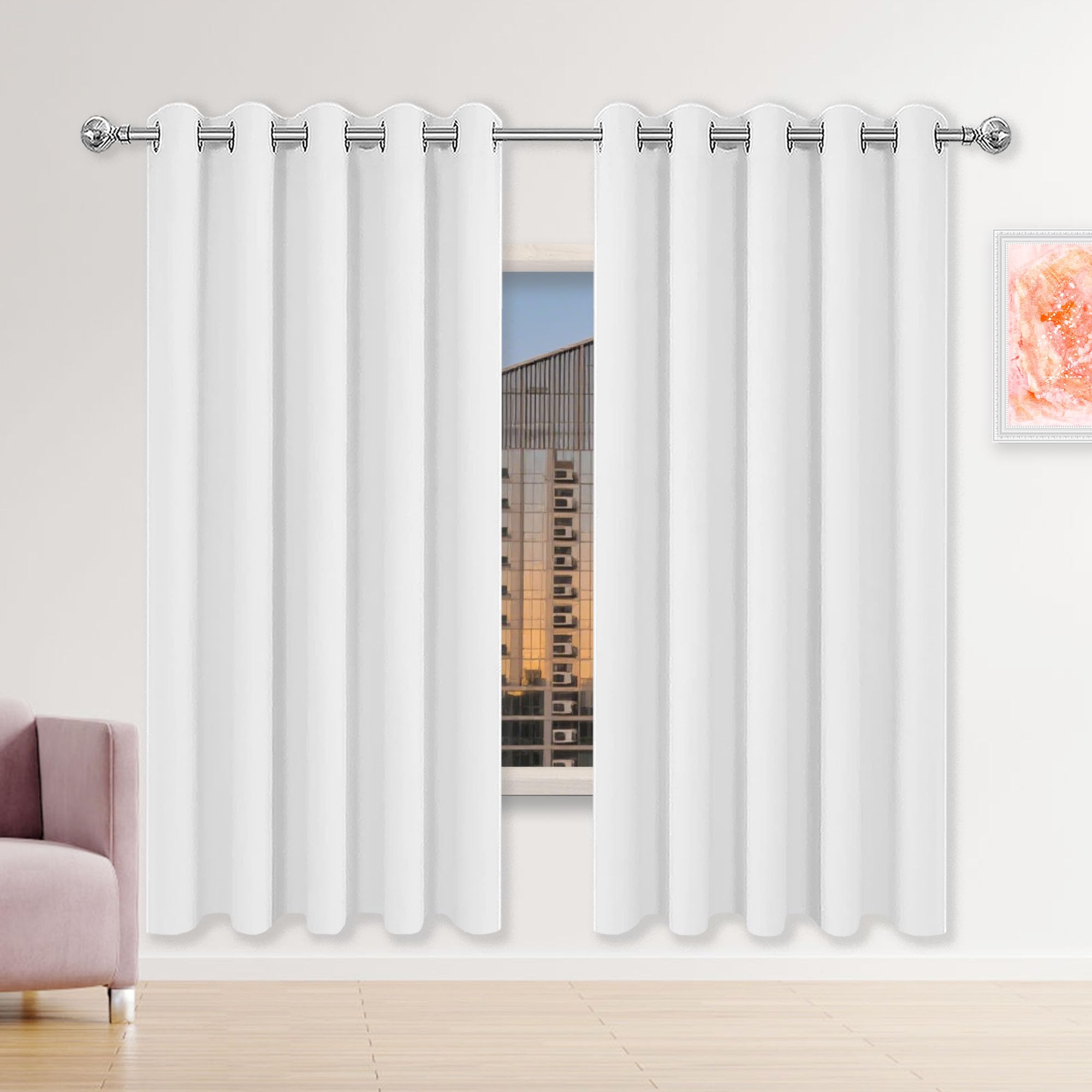 Rideau occultant thermique 210 x 270 cm blanc isolant à oeillets