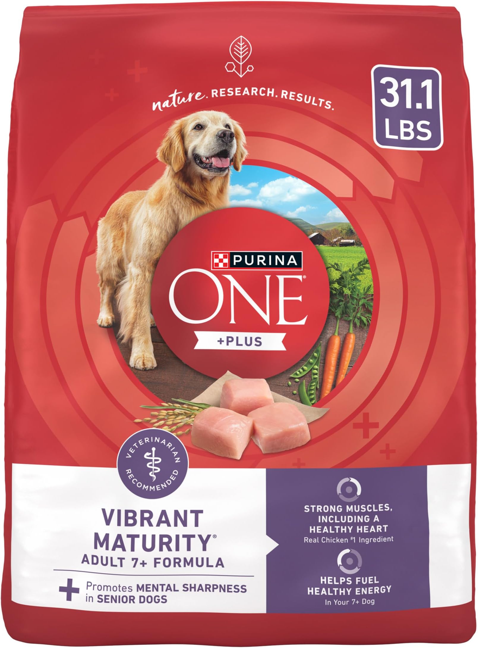 High Protein Dry Senior Dog Food Plus Vibrant Maturity Adult 7 Plus Formula - 31.1 lb. Bag