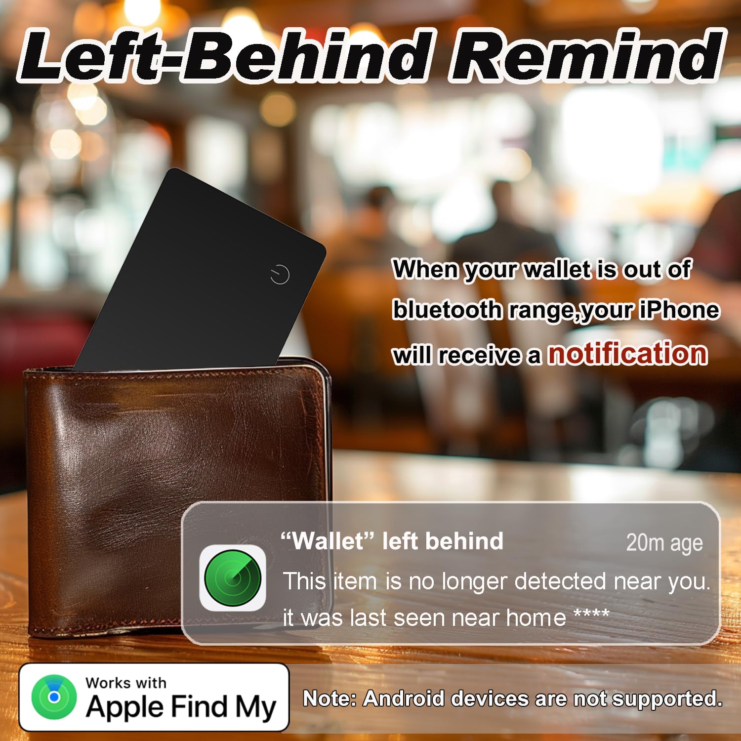 YAOTE Wallet Tracker Card, Ultra-Thin Luggage Tracker Works with Find My (iOS only), Item Locator for Wallet, Suitcase, ID Card and More, Wireless Charging, Water Resistant