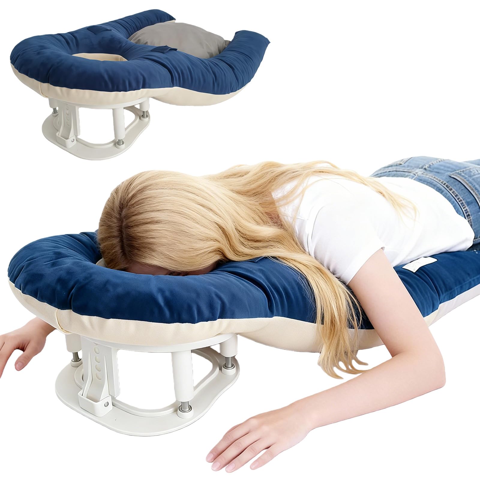 Masaje Headrest for Bed, Reposacabezas para Cama, Almohada Boca Abajo con Espuma Viscoelástica, Cojín de Recuperación Postoperatoria Ocular, Altura Ajustable, Beidseitig Utilizable