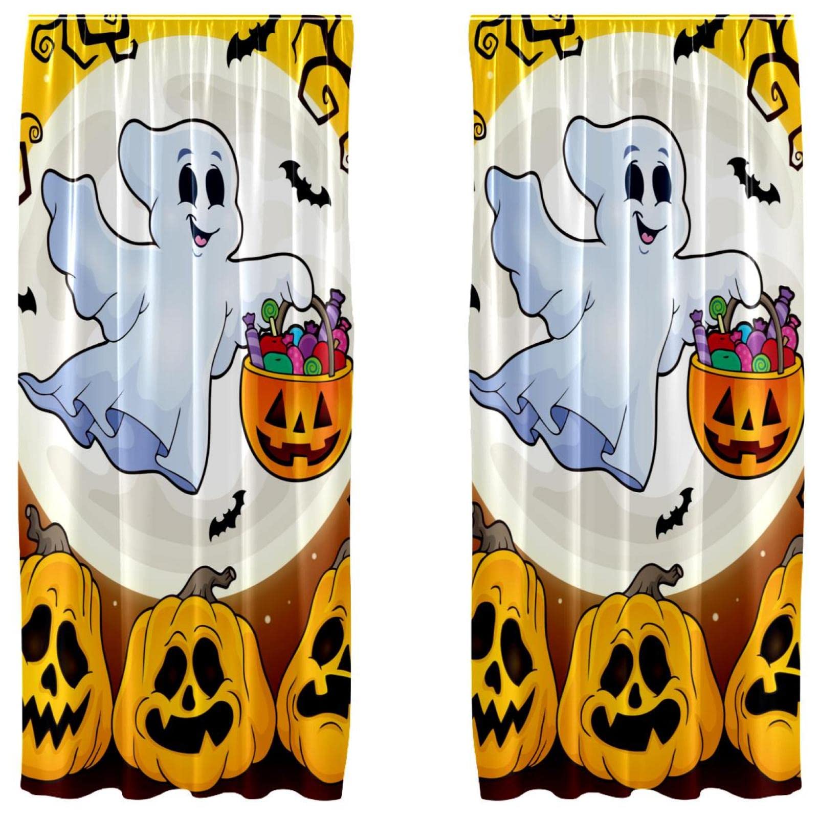 Cortinas de Halloween decorativas para salón, paneles ligeros de 55x84 pulgadas, juego de 2