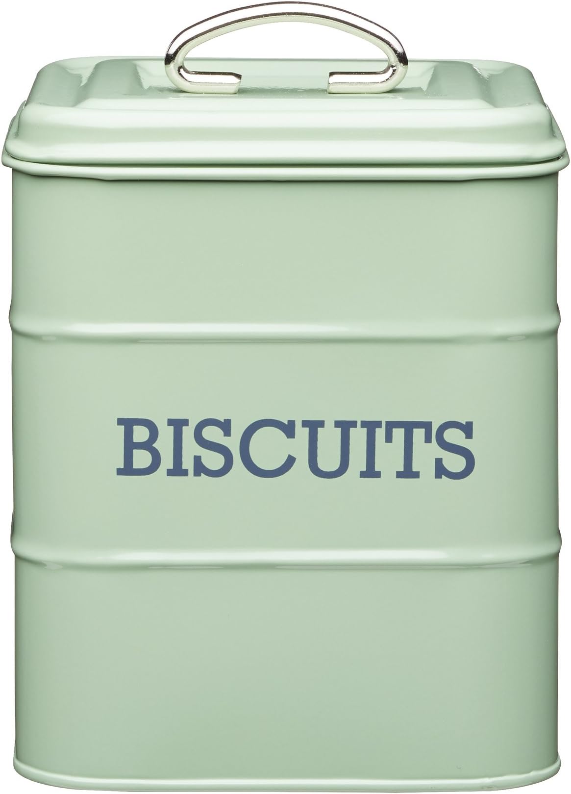 Living Nostalgia KitchenCraft LNBISCGRN Metal Biscuit Tin, 14.5 x 19 cm (6" x 7.5") - English Sage