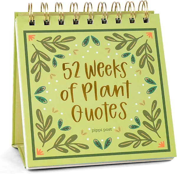 Pippi Post 52 Weeks of Plant Quotes Flip Desk Calendar, Positive Affirmations Desk Decor for Women, Teacher Desk Must Haves, Cute Table Accessories, Inspirational Gifts for Women and Plant Lovers
