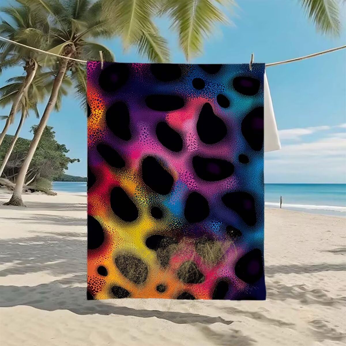 Toalla de Playa Grande 220x100cm/35x70cm, Juego de 2 Toalla Microfibra XXL de Antiarena, Toallas Playa Suave Ligera, Absorbente Secado Rápido, Beach Towel Viaje, Regalo Mujer Hombre (Leopardo) H-57