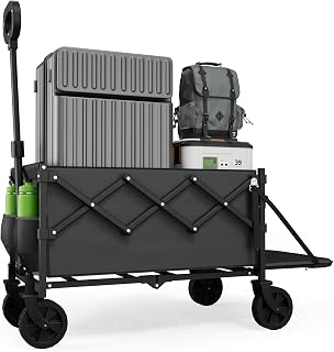 Canpsky Collapsible Wagon with Tailgate, Wagons Carts Foldable with 350lbs Capacity, Lightweight Portable Utility Wagon Cart for Shopping Camping Sports Garden