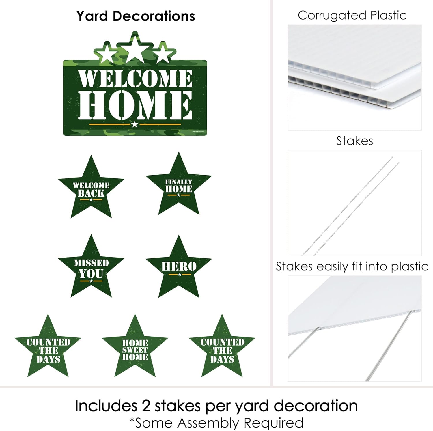 Big Dot of Happiness Welcome Home Hero - Yard Sign and Outdoor Lawn Decorations - Military Army Homecoming - Set of 8