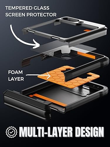 Miniatura 2 de CaseBorne V - Funda compatible con Samsung Galaxy Z Flip 5, funda protectora resistente con bisagra semiautomática y protector de pantalla de vidrio
