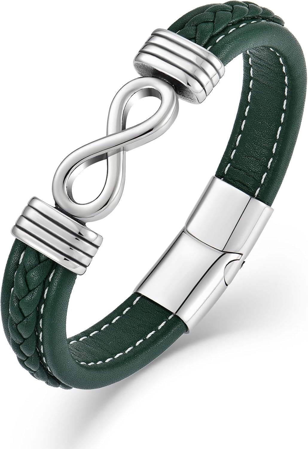 Mens Infinity Bracelet - Premium Leather Bracelet for Men with Stainless Steel Clasp