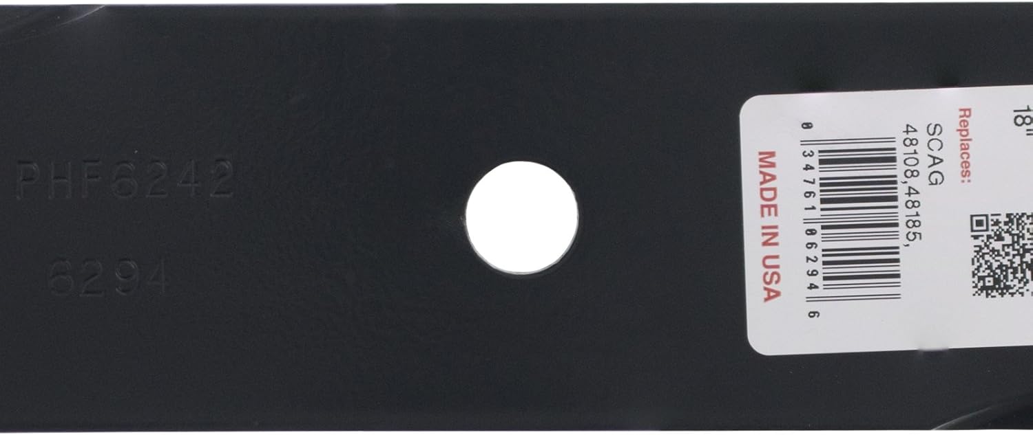 6 Rotary 6294 Mower Blades for Ariens 00273100 103-2508 633485 Scag 48108 481707 Snapper 101485 1-7037 Length 18” Width 2-1/2” Thickness .204” Center Hole 5/8” Fits 36" 50" 52" 54" Deck