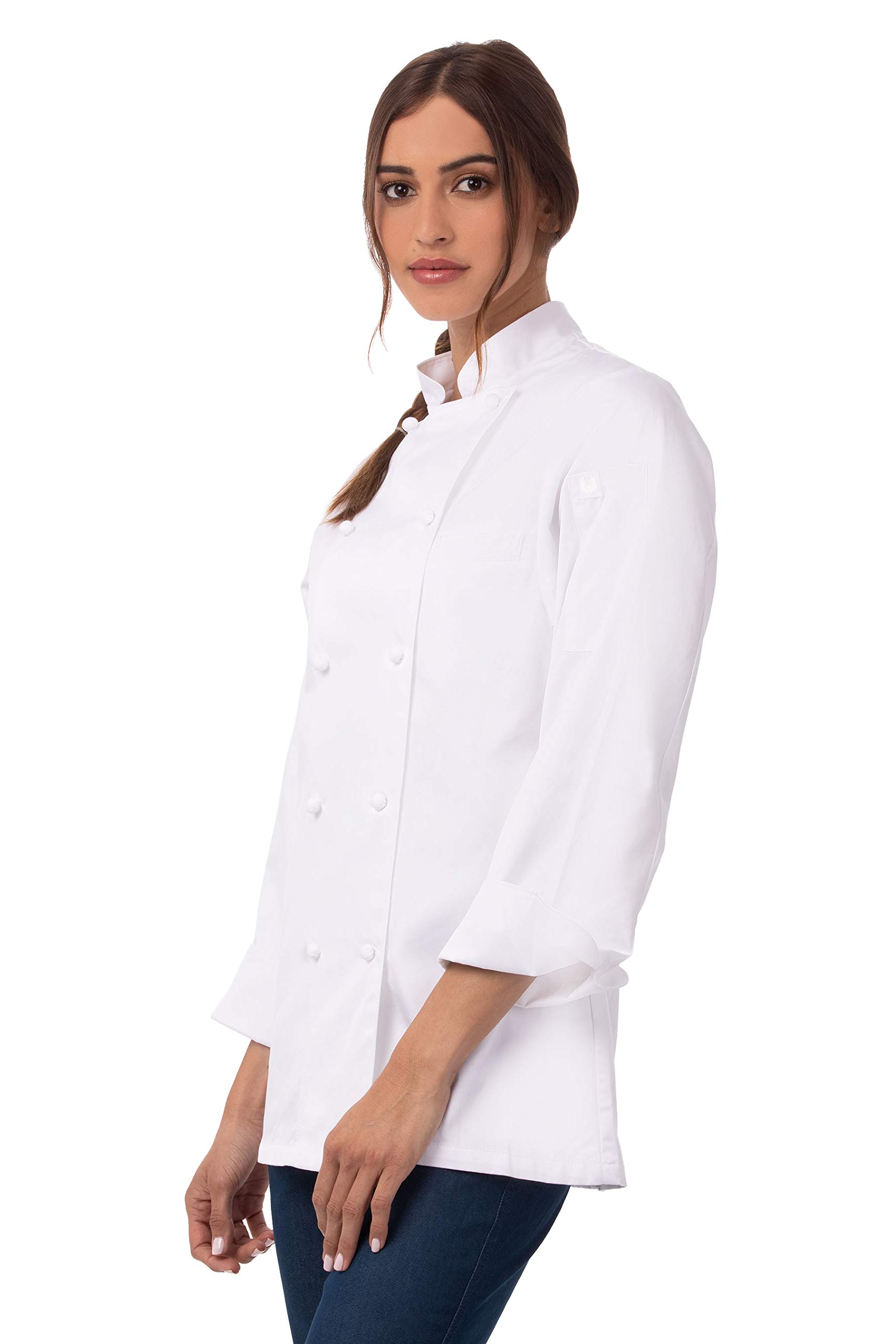 Chef Works Elyse - Cappotto da cuoco in cotone di alta qualità, bianco, XXXL