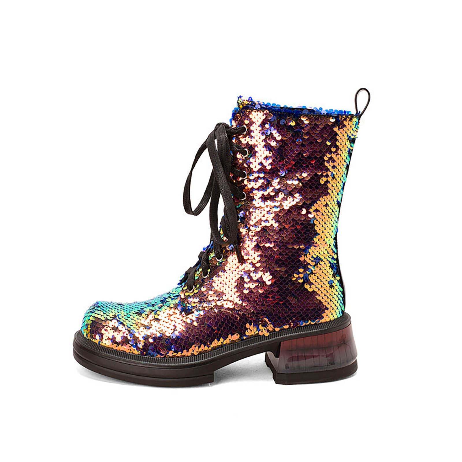 HOOUDO Stivali Donna Invernali,Stivali Moto Comode Stivaletti di Pelle Western Scarpe con Suola Antiscivolo Date Scarpe